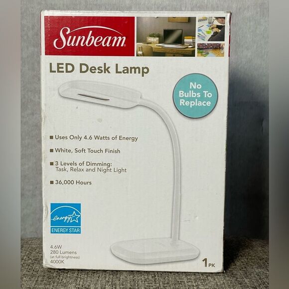 Sunbeam LED Desk Lamp - Soft White Finish New In Box - Picture 2 of 9
